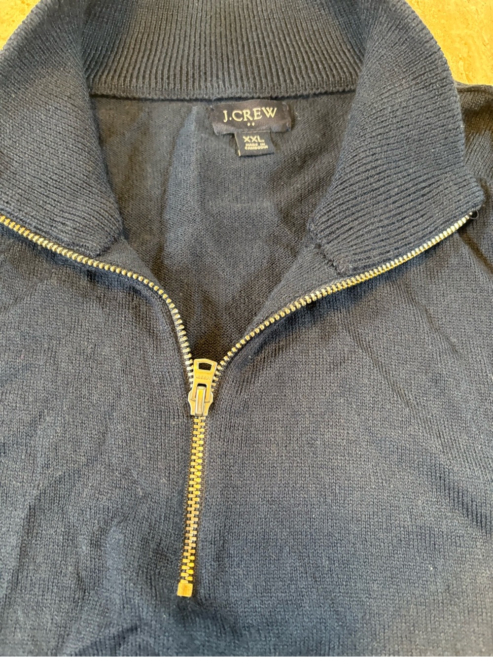 J.Crew Mens XXL Navy Blue Half Zip Knit Sweater Pullover